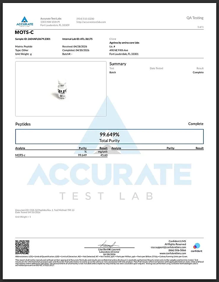 MOTS-C Certificate of Analysis
