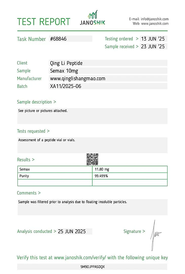 Semax Certificate of Analysis